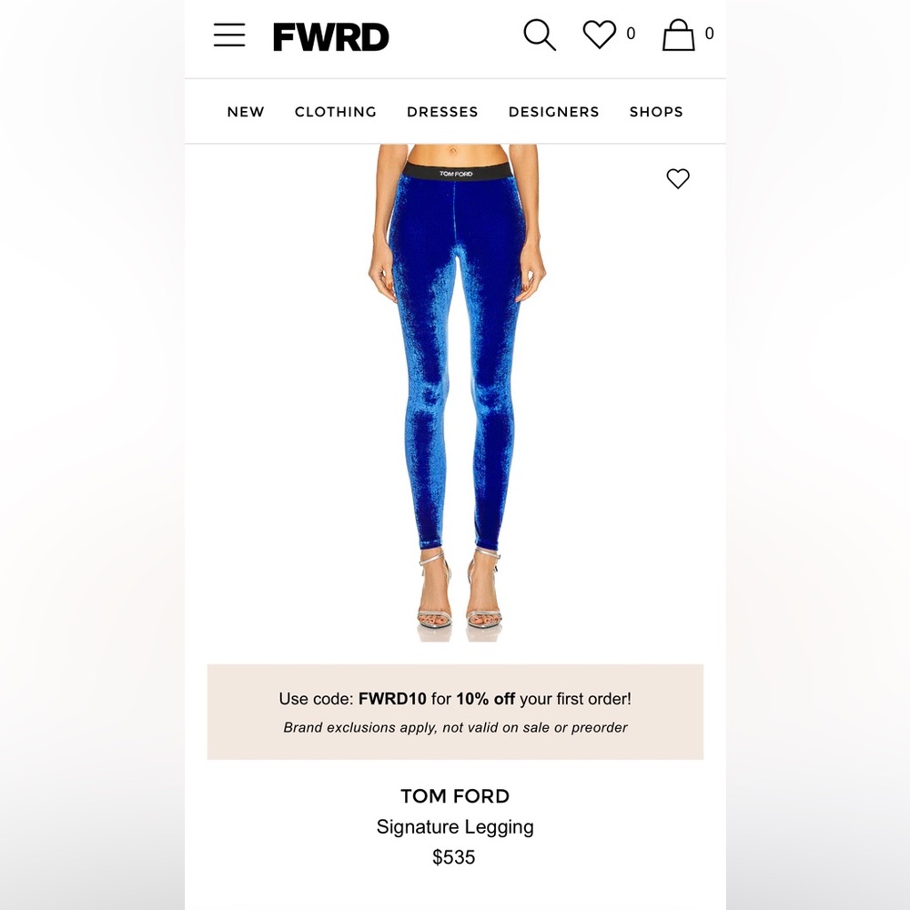 Tom Ford Blue velvet leggings size XS wore one time